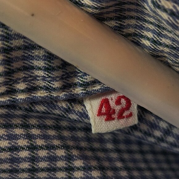 Arthur & Fox Size 42 Blue Green Check Long Sleeve Button Up Shirt Made In France - Picture 11 of 16